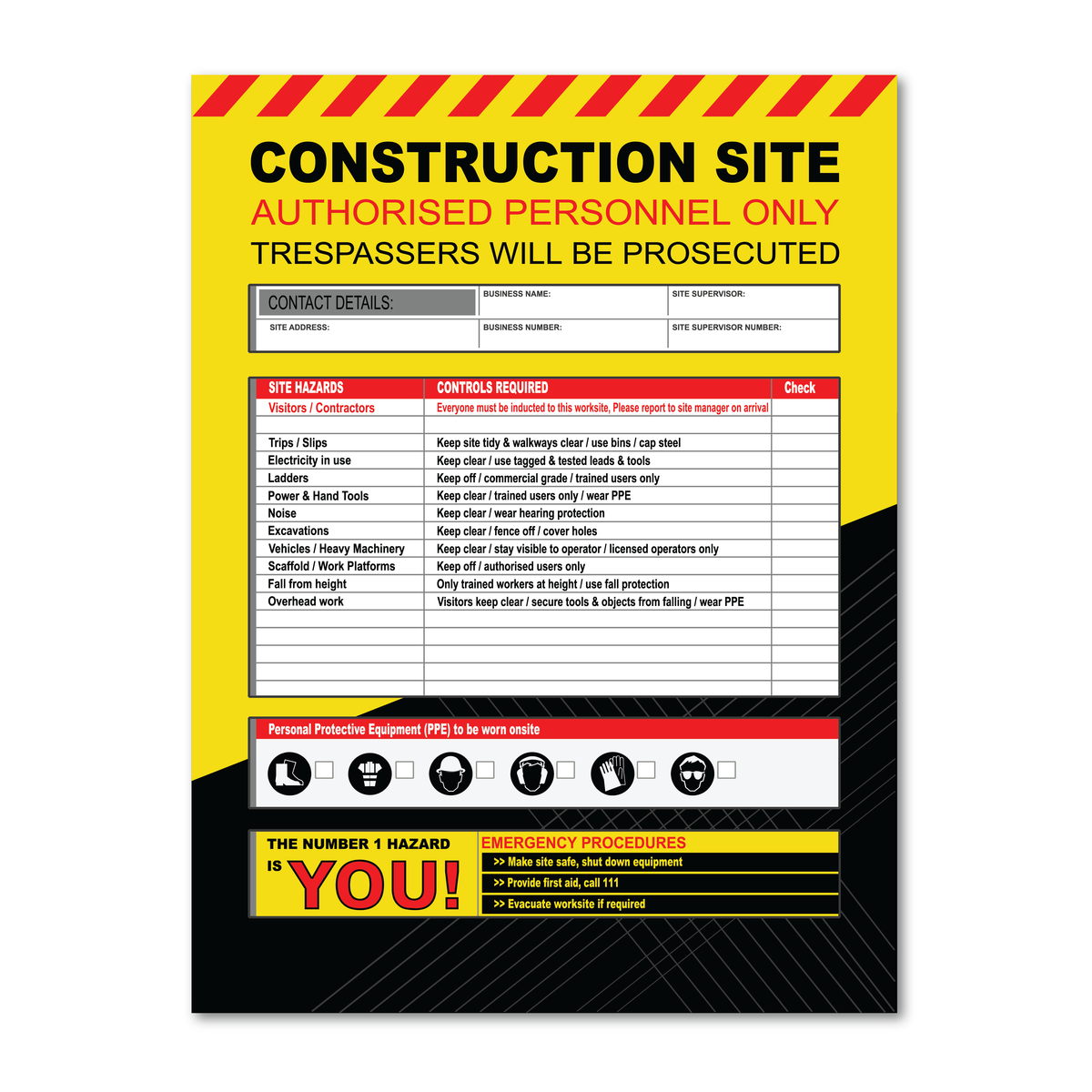 Construction Site Hazard Identification Sign