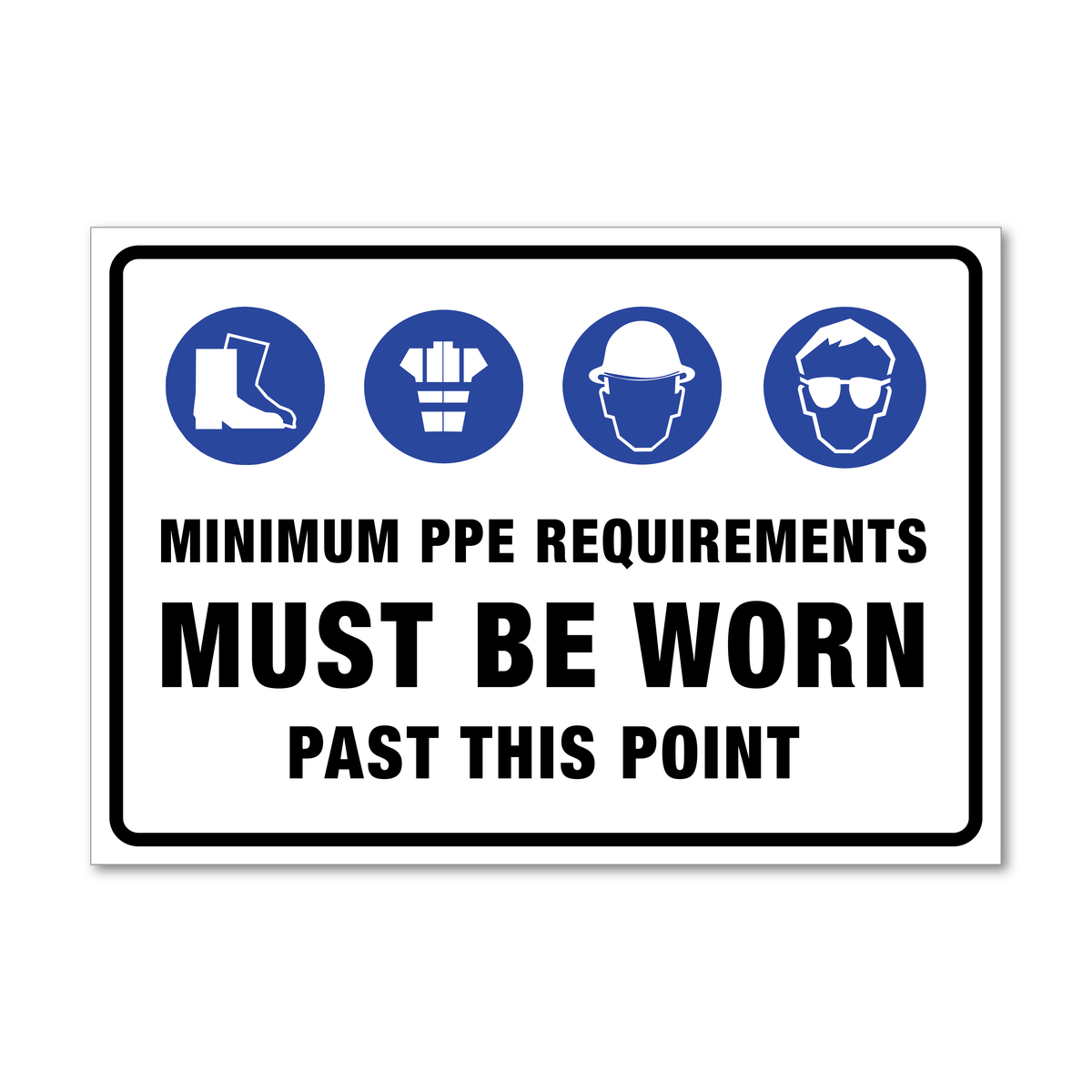 PPE Requirements, Foot, Hi-Vis, Head, Eye Sign