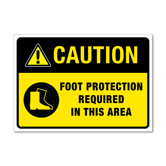 Caution Foot Protection Required in this Area Sign
