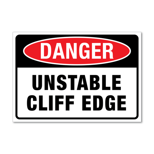 Danger Unstable Cliff Edge Sign