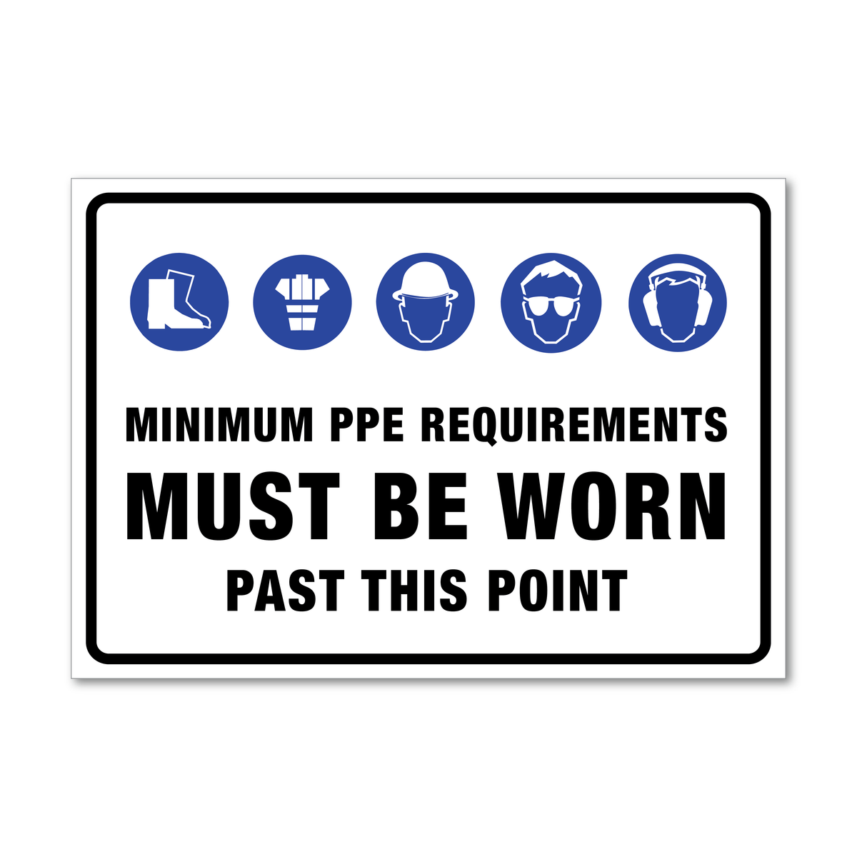 PPE Requirements, Foot, Hi-Vis, Head, Eye, Ear Sign