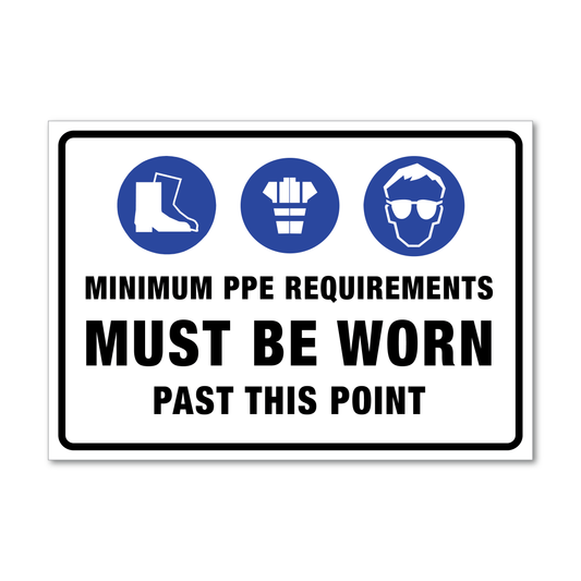 PPE Requirements, Foot, Hi-Vis, Eye Sign